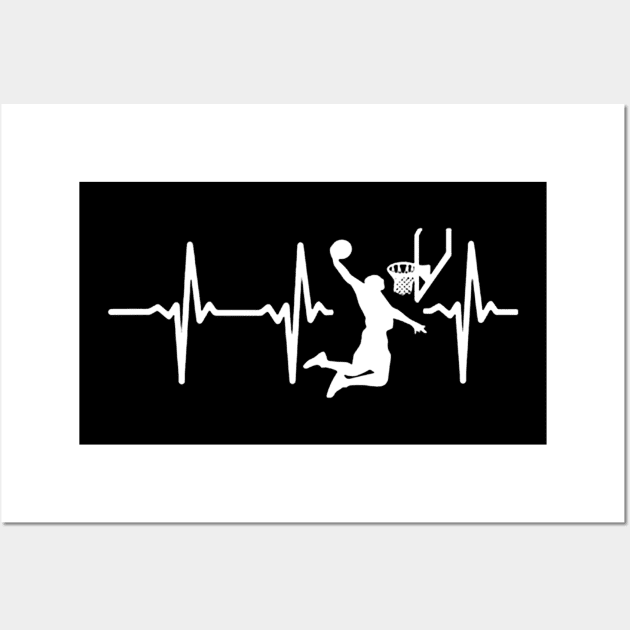 Basketball Heartbeat Gift T-shirt For Men Women Kids Wall Art by darius2019